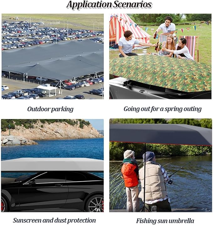 Semi Automatic Car Tent Umbrella Universal Cars Awning Movable Carport Folding Retractable Car Roof Cover for Outdoor Camping(Camouflage)