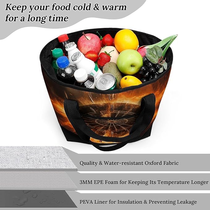Insulated Shopping BagLarge Reusable Cooler Bags Dart Board Printed Foldable Shopping BagTravel Waterproof Shoulder Bag