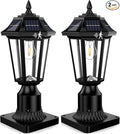 2Pack Solar Lamp Post Light Outdoor 3000K Dusk to Dawn with Motion Sensor &amp Pier Mount Base Waterproof Solar Post Lights for Garden Yard Pole 3 Modes(Warm White)