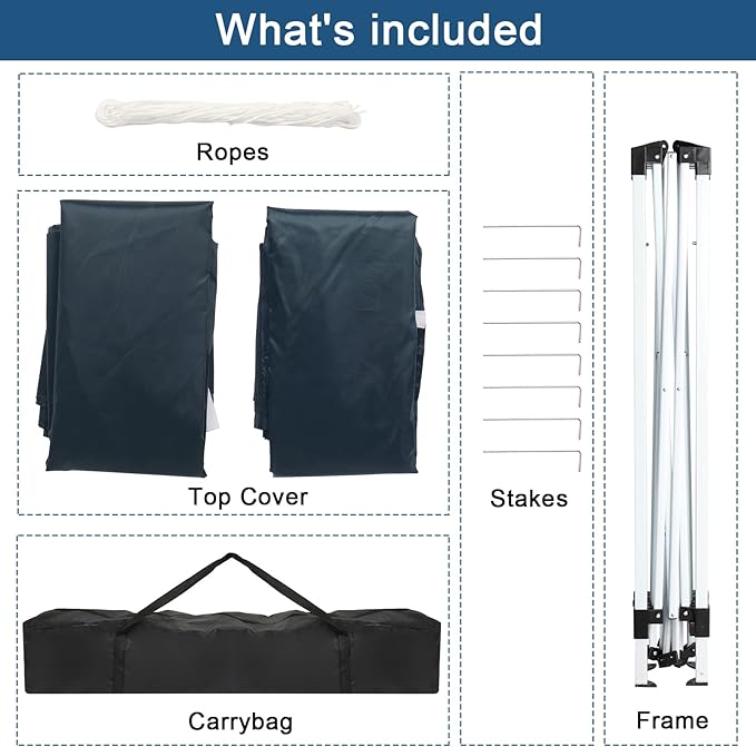 2x2m Gazebo with Sides Canopy Tent Outdoor Instant Shelter Folding Canopy Outdoor Party Tent Patio Canopy Tent Gazebo Outdoor Canopy Folding Garden Gazebo Party Tent (Blue)