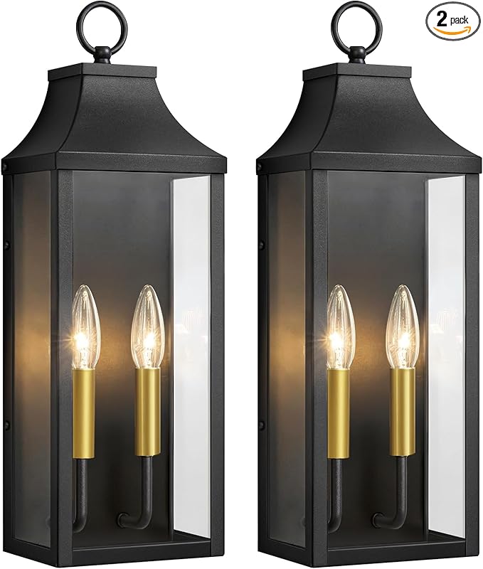 2-Pack 18 Outdoor Wall Light FixturesModern Exterior Lighting Fixtures Wall MountAnti-Rust Porch Lights with Clear GlassWaterproof Outside Wall Sconce Lights for House Garage PatioE12 Base