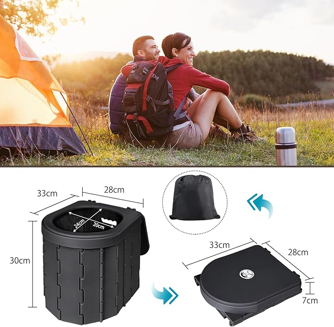Portable Outdoor Camping Toilet Kit for AdultsPop Up Privacy Tent Camping Folding Toilet 30 Toilet Bags Washable Foldable for Travel RV Car Beach Hiking