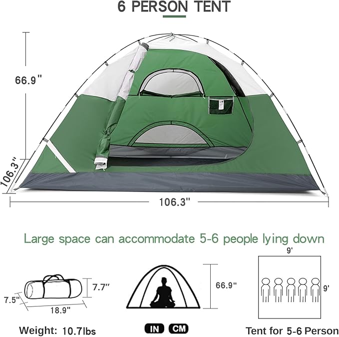 CAMEL CROWN 4/6 Person Tent Waterproof Lightweight Portable Backpacking Tent for Outdoor Camping Hiking
