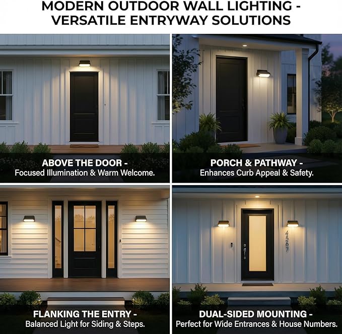 Modern Wall Sconce Outdoor Porch Light Waterproof Patio Lamp LED Wall Light Fixture Aluminum 13W 3000K Front Door Lamp for Indoor &amp Outdoor use Garden Yard 2 Pack