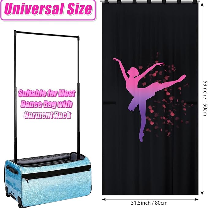 Privacy Curtain for Dance Bag 59x31.5 Inch Privacy Screen Portable Dance Changing Room Curtains for Garment Bag Dancer Accessories (Without Rack and Bag)