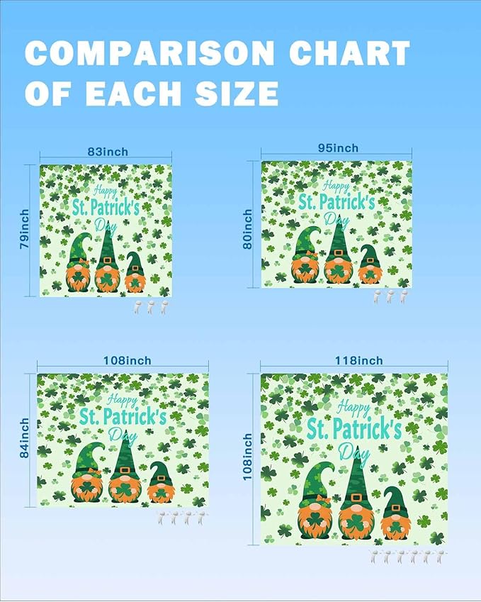 Beach Blanket Waterproof Sandproof OversizedHappy St. Patrick's Day Beach Mat with Corner Stakes Sand PocketsDwarves Four Leaf Grass Outdoor Picnic Mat for Travel Camping Hiking118x108In