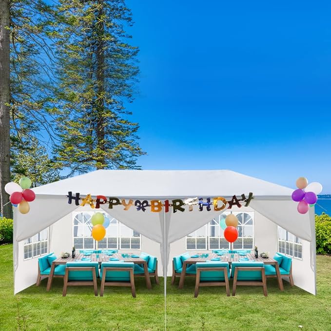 10'x20' Outdoor Party Tent with 6 Removable Sidewalls Waterproof Canopy Patio Wedding Gazebo White