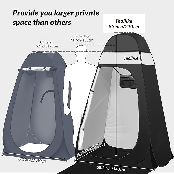 Upgrade Pop Up Privacy Shower Tent 55 x 55 x 83 Portable Camping Shower Tent Camping Toilet Changing Room with Rain Shelter &amp Extended Floor Mat Dressing Room for Beach