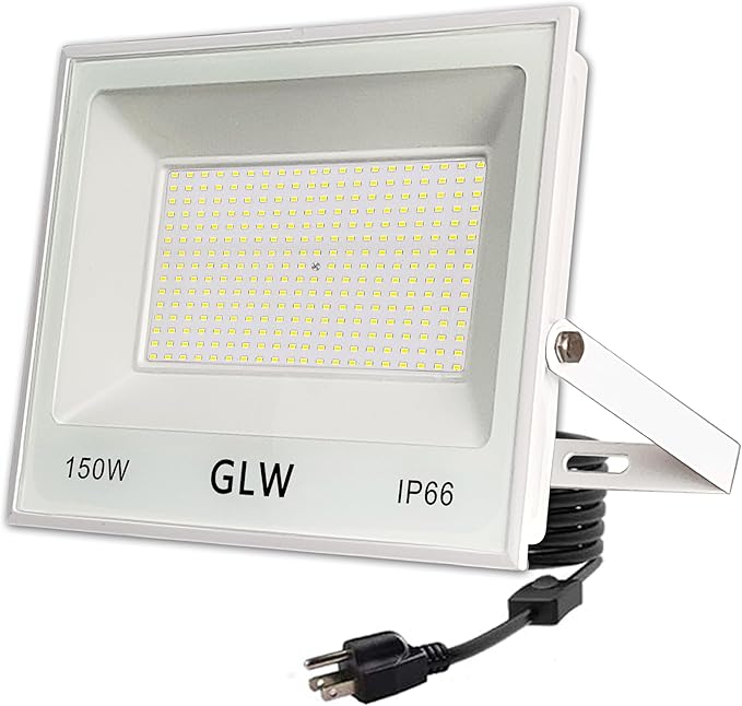 LED 150W Flood Light IP66 Waterproof Super Bright Work Lights13000lm 6500K Daylight White Outdoor Spotlight for GaragePlaygroundsParking LotBasketball Court