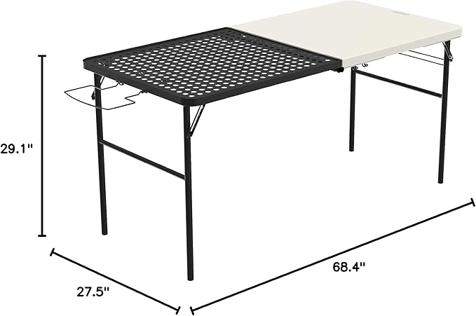 LIFETIME Folding Tailgate Table with Grill Rack Portable Outdoor Camping Station 5-Foot
