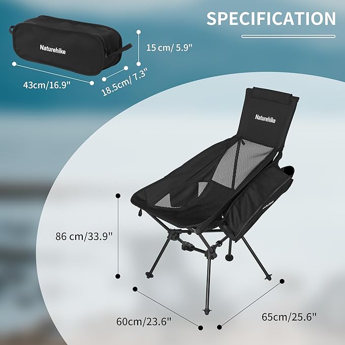 Naturehike Ultralight Camping Chair Portable Backpacking Chair with Storage Bag Lightweight Compact Collapsible Camp Chair