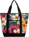 Insulated Shopping BagLarge Reusable Cooler Bags Colorful Hawaiian Pattern Printed Foldable Shopping BagTravel Waterproof Shoulder Bag