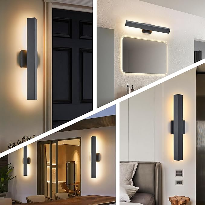 Modern Minimalist Outdoor Waterproof LED Wall Sconce with Built-in 20W LED Warm White Light Source Fully Sealed V-Shaped Aluminum Cover Can Be Mounted Outdoors or Indoors at Any Angle.
