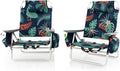 Backpack Beach Chair 5 Position Adjustable Camping Chairs with Head Pillow Cooler Bag Towel Bar Cup Holders Portable 2-Pack Folding Beach Chairs for Adults (Without Table Floral Pattern)