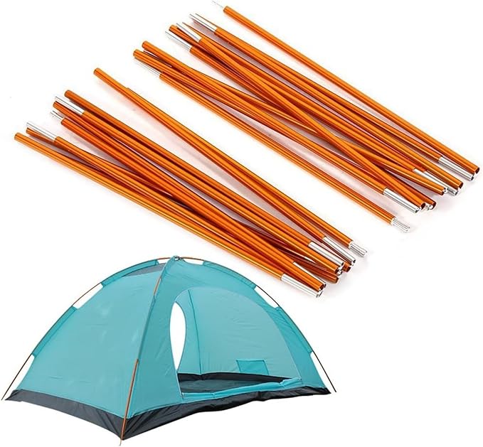 Aluminum Alloy Tent Poles Replacement 2pcs Lightweight Aluminum Tent Pole for Camping Hiking Durable Collapsible Tent Poles 142 inch/pc