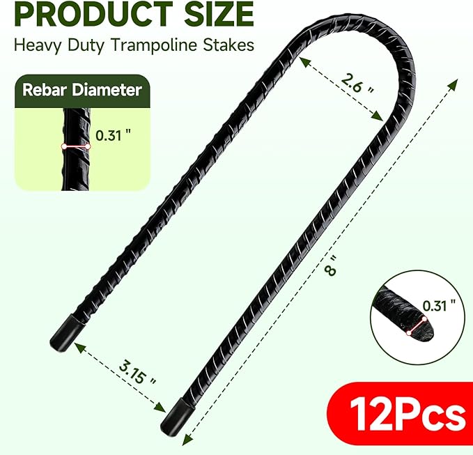 20 Pack Tent Stakes Heavy Duty 8 ’’ Metal Stakes Ground Anchors High Wind U Hook Galvanized Steel Garden Ground Stakes for Camping Patio Garden Canopies Outdoor (20 Black)