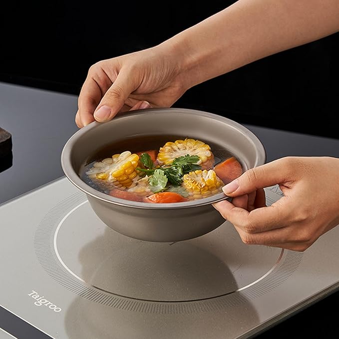 Titanium Bowl 800ml Wide Shallow Dish Mixing Bowl for Camping Meals Salad Pasta 79g Ultralight Druable Multi-purpose Utensils RT100T