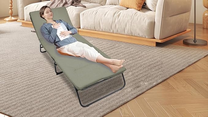 5-Angle Adjustable Camping Cot for Adults - Heavy Duty Outdoor Bed with 1200D Oxford Fabric &amp Carry Bag