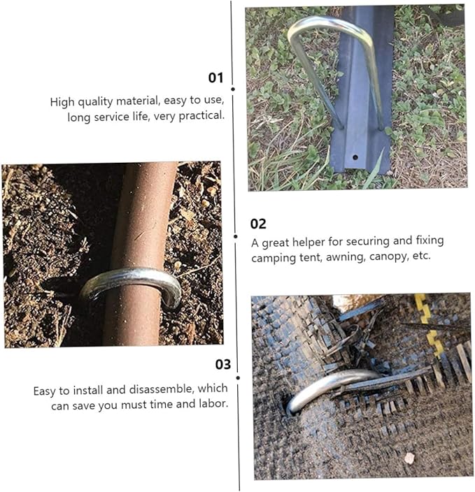 4Pcs Heavy Duty U Shaped Tent Stakes Durable Ground Pegs for Trampoline Canopy Awning and Camping Easy to Install Landscape Pins with Pointed Ends for Secure Grounding