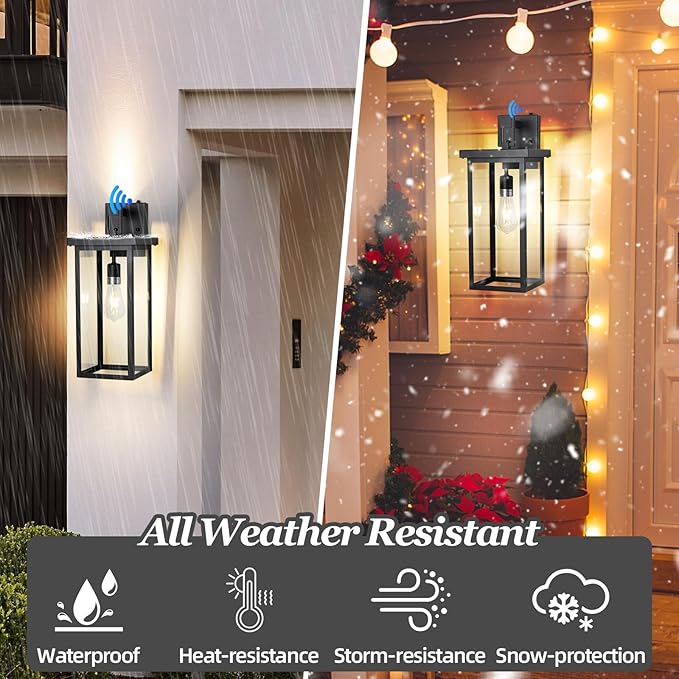 Large Exterior Lighting Fixtures Modern Wall LanternOutdoor Wall Lights with Clear Glass ShadeOutdoor Lamps for Patio PorchWaterproof Outside Exterior LightsDusk to Dawn 20IN-2 Packs