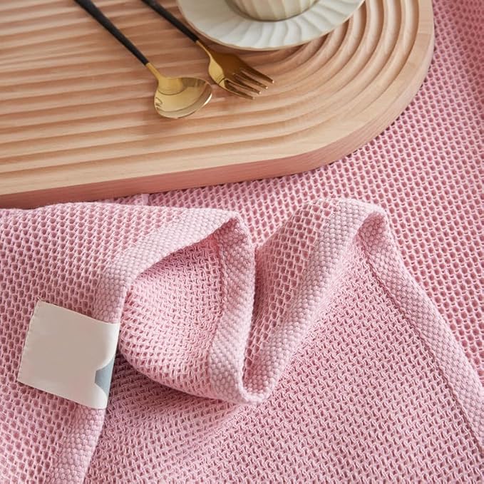 Bnitoam 100% Cotton Waffle Weave Blanket for Bed Couch Sofa 80x92 Ultra Soft Breathable Cooling Cellular Blanket for Adult Lightweight All Season Machine Washable (Pink 80x92)
