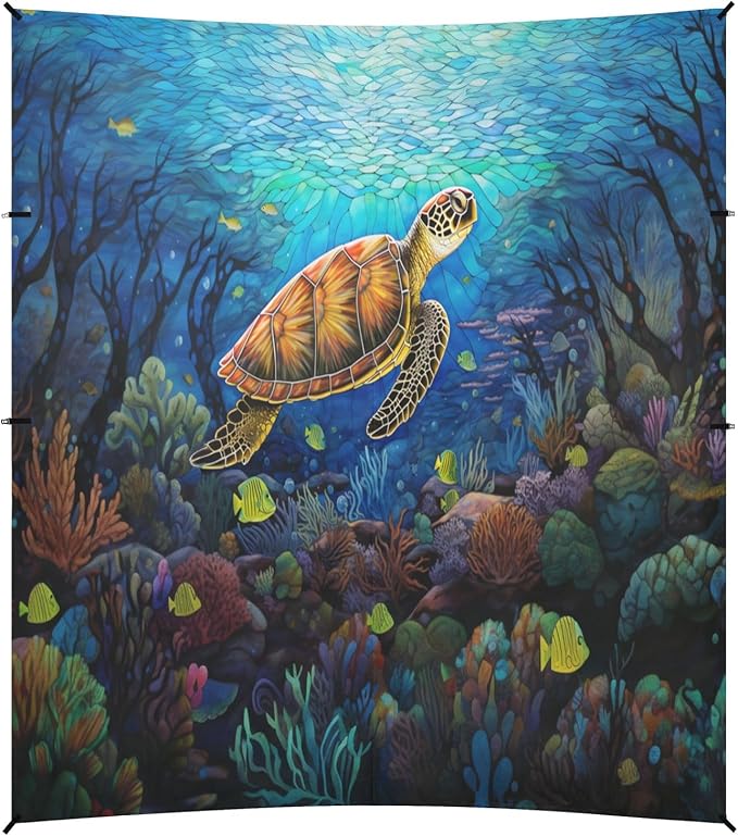 Camping Sun Shelters Turtle Swimming in The Sea Beach Canopy 126 * 110.2in