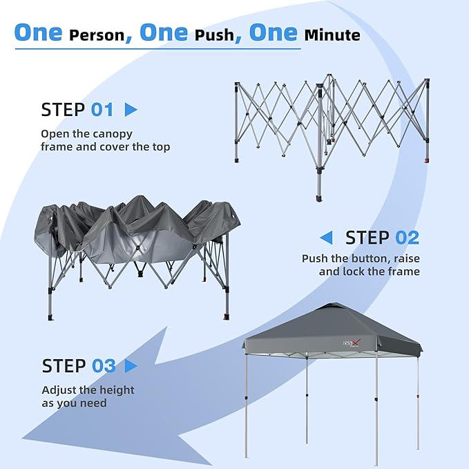 10x10 Pop Up Canopy Tent with Mosquito Netting Outdoor Portable Screen Tent for Yard Party Camping and Picnic 3 Height Positions Patio Gazebo with Roller Bag and 4 Sandbags
