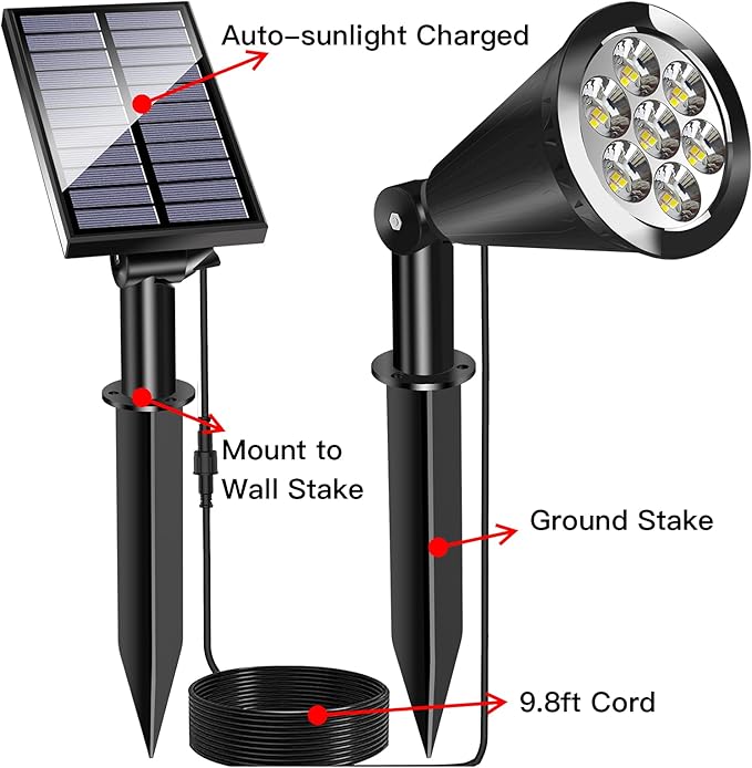 MEIHONG Solar Spot Lights for Outside Waterproof Solar Spot Lights Dusk to Dawn Solar Landscape Lights Solar Powered Lights for Garden Porch Walkway Patio (2 Pack)
