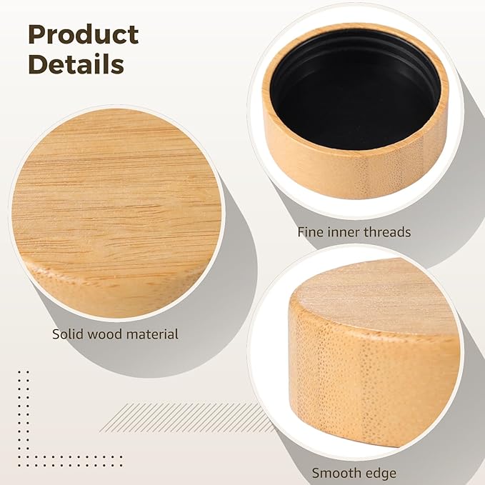 Airtight Wood Jar Lids 40 Pcs for 4 Oz Spice Jars Wooden Lids 1.6 in Diameter Reusable Nice Seal Kitchen Jars