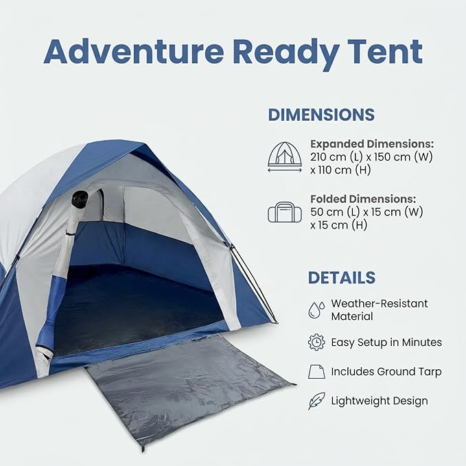 XL 4 Person Dome Camping Tent Double Layer Waterproof Removable Rain Fly for Outdoor Hiking Fishing