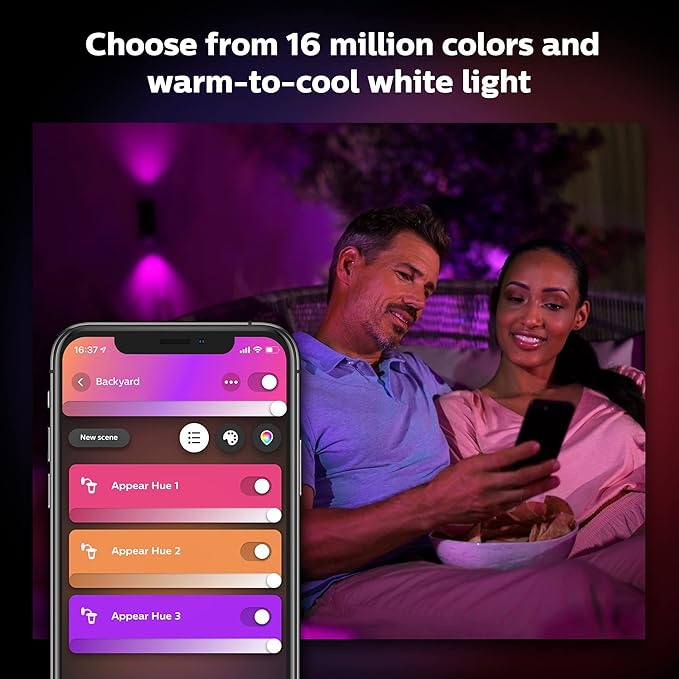 Philips Hue Appear Outdoor Smart Wall Light Black - White and Color Ambiance LED Color-Changing Light - 2 Pack - Requires Hue Bridge - Control with Hue App and Voice - Weatherproof