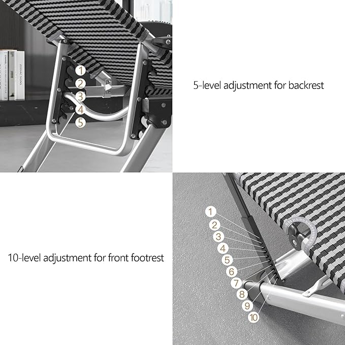 Bold Aluminum Alloy Frame Camping Cot 15-Position Folding Chaise Lounge Chair Folding Bed for Outdoor Sunbathing Patio Pool