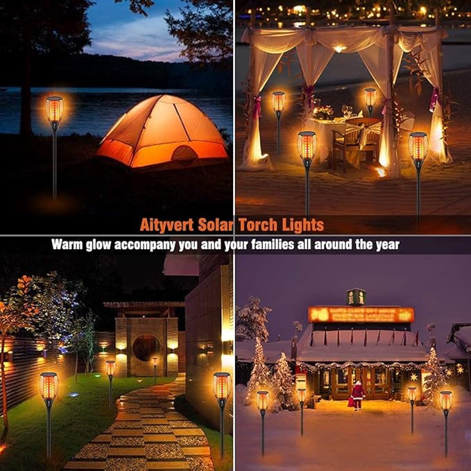 Aityvert Upgraded Larger Solar Torch Lights Waterproof Outdoor Dancing Flames Light Flickering Flames Garden Light Landscape Decoration Pathway Patio Lights 43 96 LED (6 Pack)