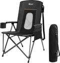 PORTAL Oversized Folding Camping Chair High Back Portable Lawn Chairs for Adults Outdoor Sports with Hard Armrest Cup HolderSupports 400LBS Black