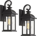 FEMILA Exterior Wall Sconce2 Packs Outdoor Waterproof Wall Lights FixtureE26 Socket Wall Lantern for PorchAnti-Rust Matte Black Finish with Seeded Glass Lampshade4FD54B-2PK BK