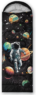 AILONEN Sports Basketball Sleeping Bag for Kids BoysWarm and Cool WeatherLightweightWaterproof Backpacking3D Galaxy Ball Print Sleeping Bag for Camping