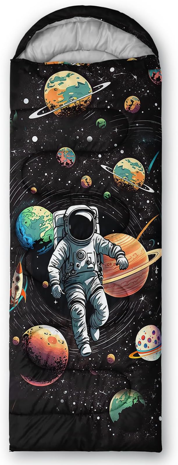 AILONEN Sports Basketball Sleeping Bag for Kids BoysWarm and Cool WeatherLightweightWaterproof Backpacking3D Galaxy Ball Print Sleeping Bag for Camping
