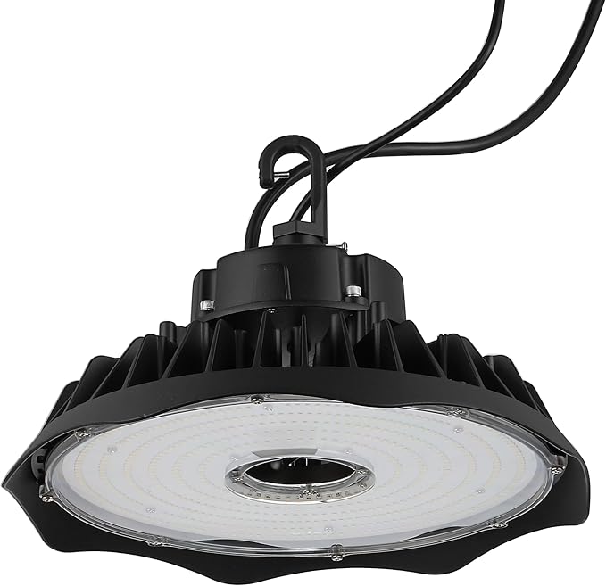 JONATHAN Y JYL9803A 12 in. 200-Watt Integrated LED Motion Sensor High Bay Indoor Outdoor UFO Light with 26000 Lumens 5000K Black