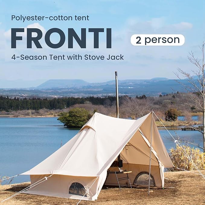 S'More Canvas Glamping Tent 4 Season Family Camping Tent for 2/3 Person Waterproof Windproof and Weather Resistant Tent for Family Glamping Car Camping Outdoor Party