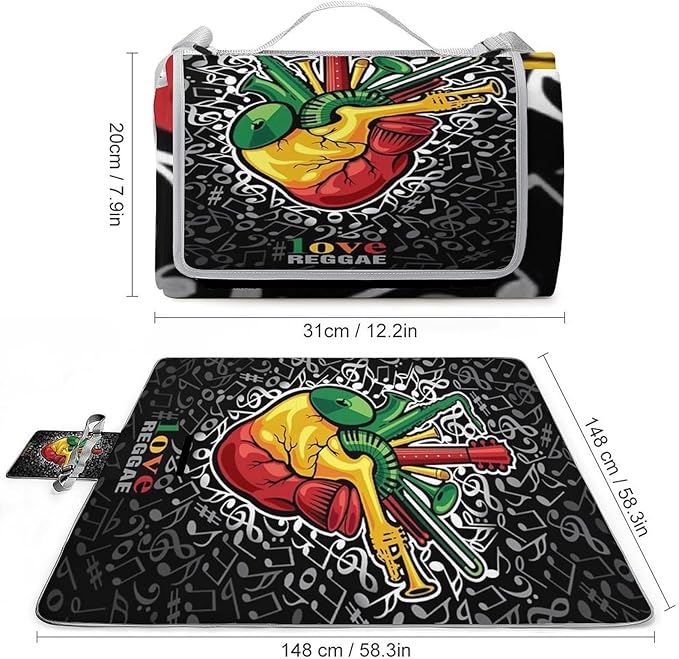 Marijuana Leaves Rasta Lion Cannabis Waterproof Outdoor Picnic Blanket Sandproof Beach Mat for Camping Hiking Grass Travelling