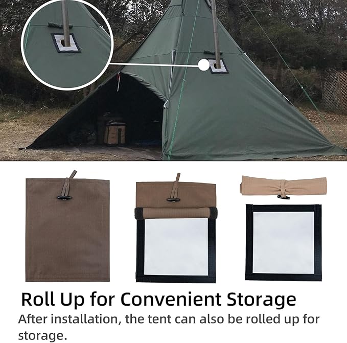 Stove Jack Kit for Tent Stove Jack with Rain Flap 2.7/3.9 /DIY Fire Resistant Hole High Temperature Resistance for Canvas Tent Bell Tent Camping