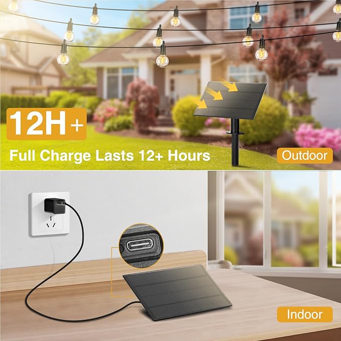 ZJOJO Solar Outdoor String Lights Waterproof 50FT G40 Globe Patio Lights String Lights Solar Powered with 25 Edison Bulbs 2700K Shatterproof Hanging Lights for Porch Backyard Pergola Bistro