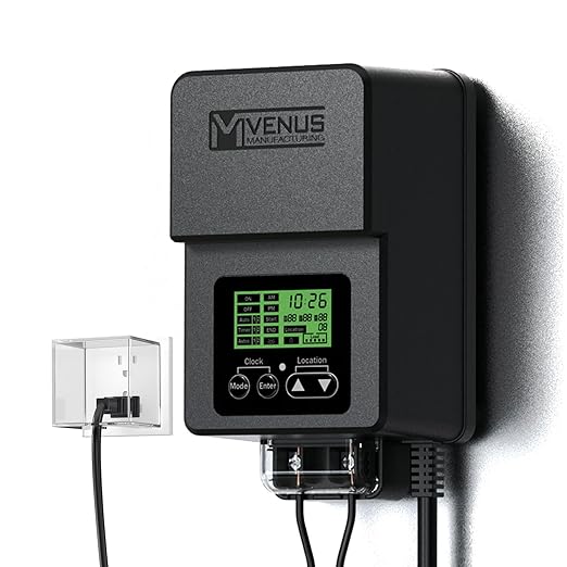 VENUS MANUFACTURING Outdoor Low Voltage Transformer 120W Landscape Lighting Transformer with Timer and Built-in Photo Sensor 120V AC to 12V AC for LED Spotlight Pathway Garden Lighting