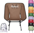 Personalized Camping Chair Custom Portable Folding Chair with Name Customized Lightweight Backpacking Compact Hiking Camp Chairs (Brown)