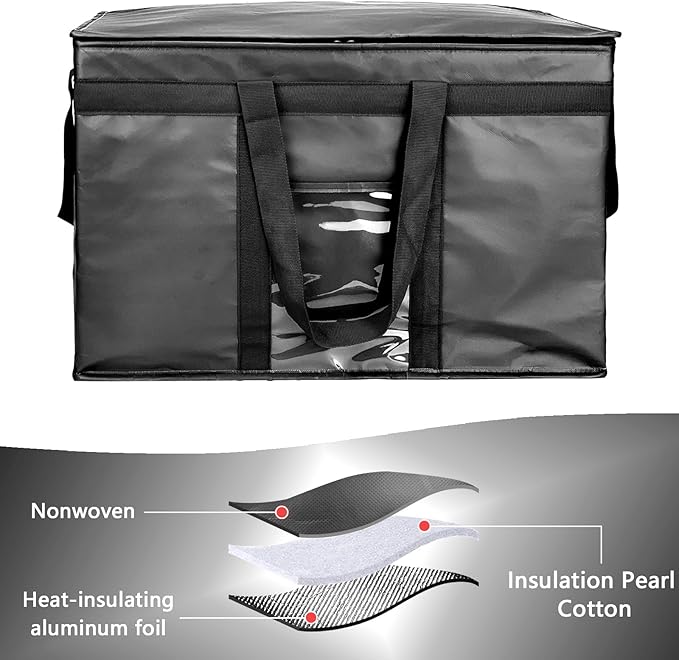 Yalin XXXL Large Insulated Cooler Bag Styrofoam Cooler of Keep Food Hot or Cold Reusable Double Zipper Food Delivery Bag for Grocery Shopping 23 W x 15 H x 14 D