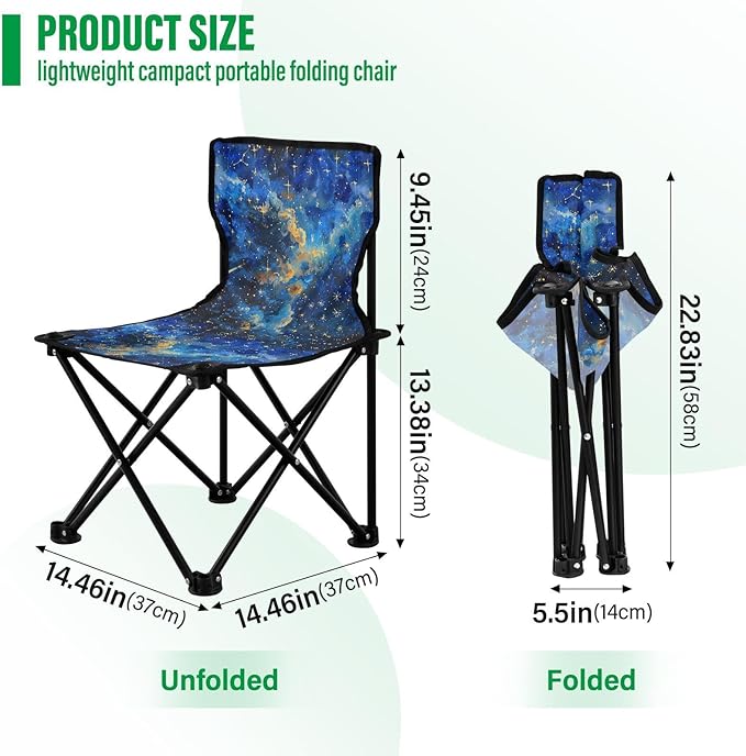 KLL Starry Sky A Shooting Star Passing by Portable Foldable Chairs Indoor Lightweight Camp Chair with Carrying Bag Outdoor Chair for Concert Indoor