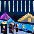 Smart Christmas Icicle Lights for Outside 33FT 20 Tubes RGBW LED Icicle Christmas Lights Outdoor App Remote Controlled DIY Dynamic Effects and 50+ Scenes for House Roof Decorations