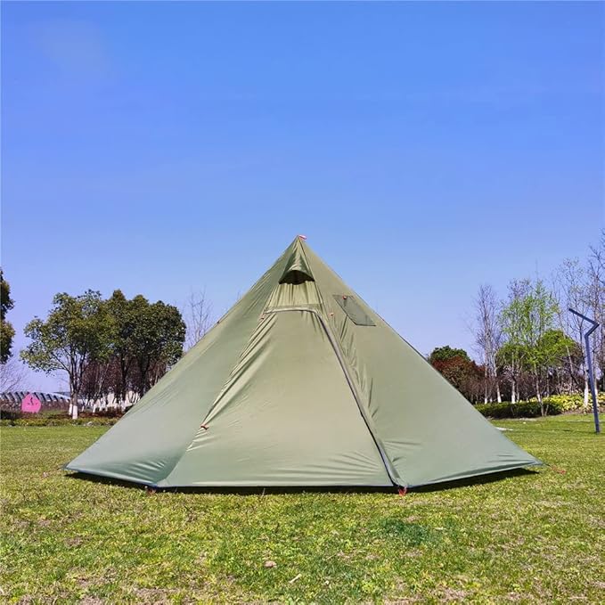 Tipi Hot Tent with Fire Retardant Stove Jack for Flue Pipes 2~3 Person Lightweight Teepee Tents for Family Team Outdoor Backpacking Camping Hiking