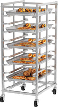 10-Tier Half &amp Full Sheet Pan Rack with Wheels Commercial Bread Baking Rack for Oven Cooling Speed Rack for Kitchen Restaurant and Home Easy Assembly Movable &amp Detachable