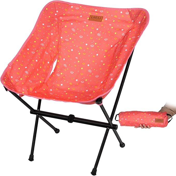 Protable Lightweight Chair for Youth Compact Folding Size 15.7“×4.7 Only Weights 2.6lbs 600D Oxford Fabric Durable Aluminum Alloy Frame Easy to Storage &amp Carry(Pink)
